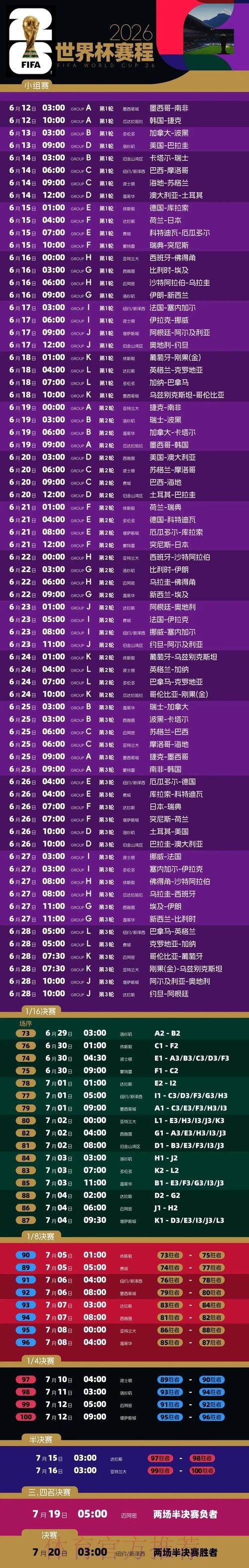 2026世界杯比赛时间完整版完整安排在哪里看 2026世界杯比赛时间完整版完整安排在哪里看