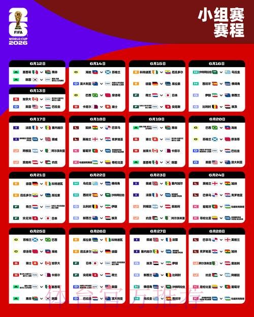 2026世界杯小组赛赛程完整版完整安排免费观看