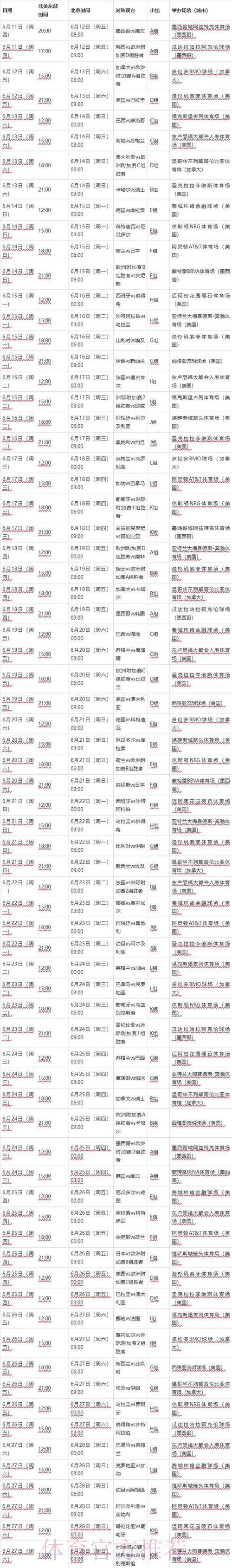 2026世界杯赛程中国时间赛事详情查询入口